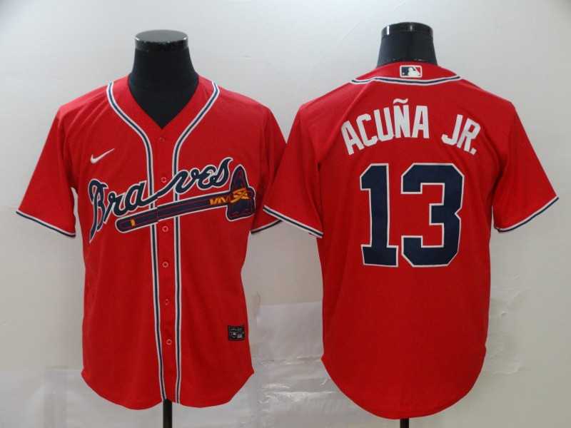 Braves 13 Ronald Acuna Jr. Red 2020 Nike Cool Base Jersey,We sell and wholesale Braves 13 Ronald Acuna Jr. Red 2020 Nike Cool Base Jersey on line form chian!